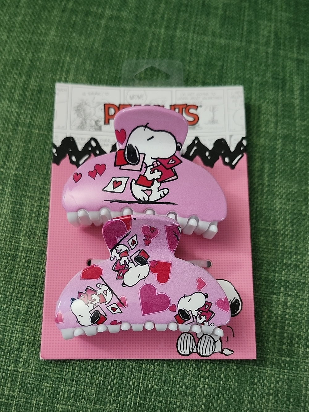 Peanuts Kids Pink Snoopy Heart Hair Claw Clips